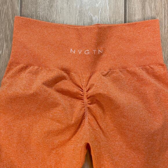 NVGTN Orange Seamless Scrunch Leggings Women’s Medium M High Waist Gym Yoga - Picture 6 of 9